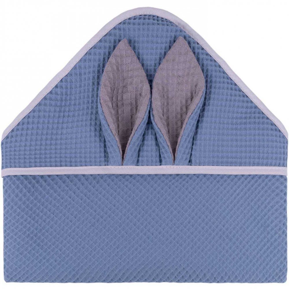 Infantilo Prosop de baie cu gluga Waffle Bunny 80x80 cm albastru inchis