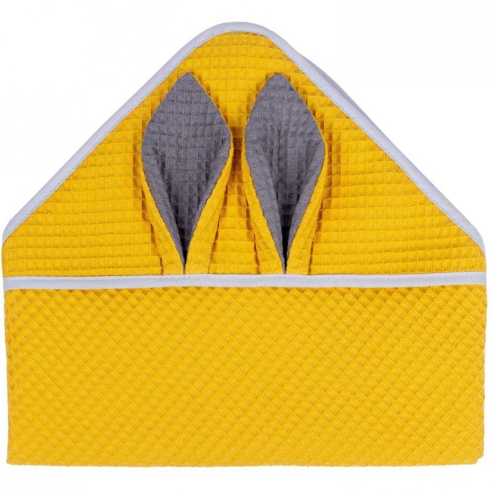 Infantilo Prosop de baie cu gluga Waffle Bunny 80x80 cm galben mustar