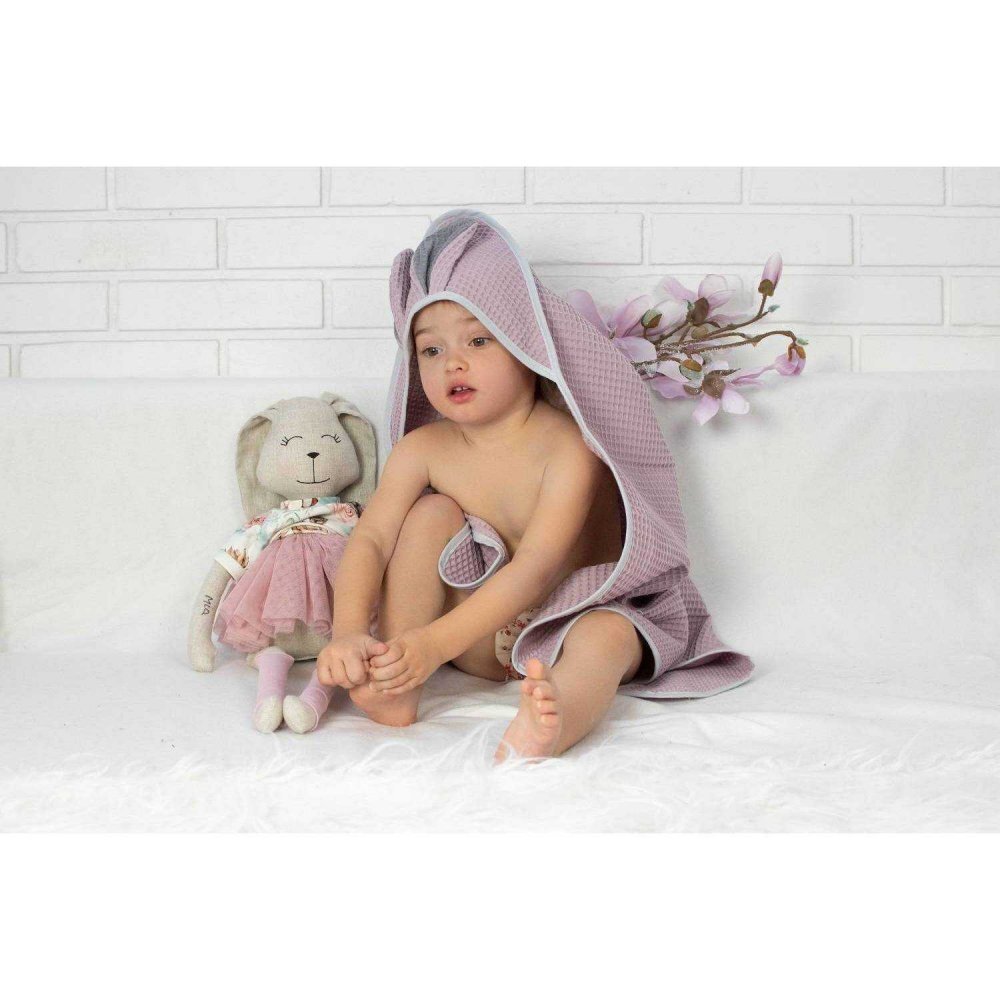 Infantilo Prosop de baie cu gluga Waffle Bunny 80x80 cm mov