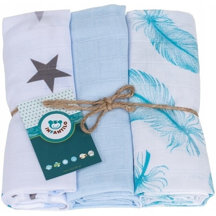 Infantilo Set 3 scutece din muselina albastrustelutepene