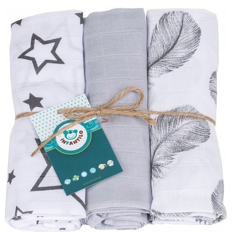 Infantilo Set 3 scutece din muselina gristelutepene