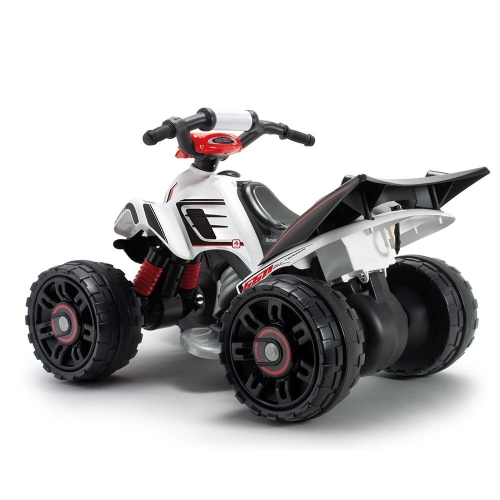 INJUSA ATV electric pentru copii licenta Mercedes Alb Negru 12V cu pedala de acceleratie 2 ani+