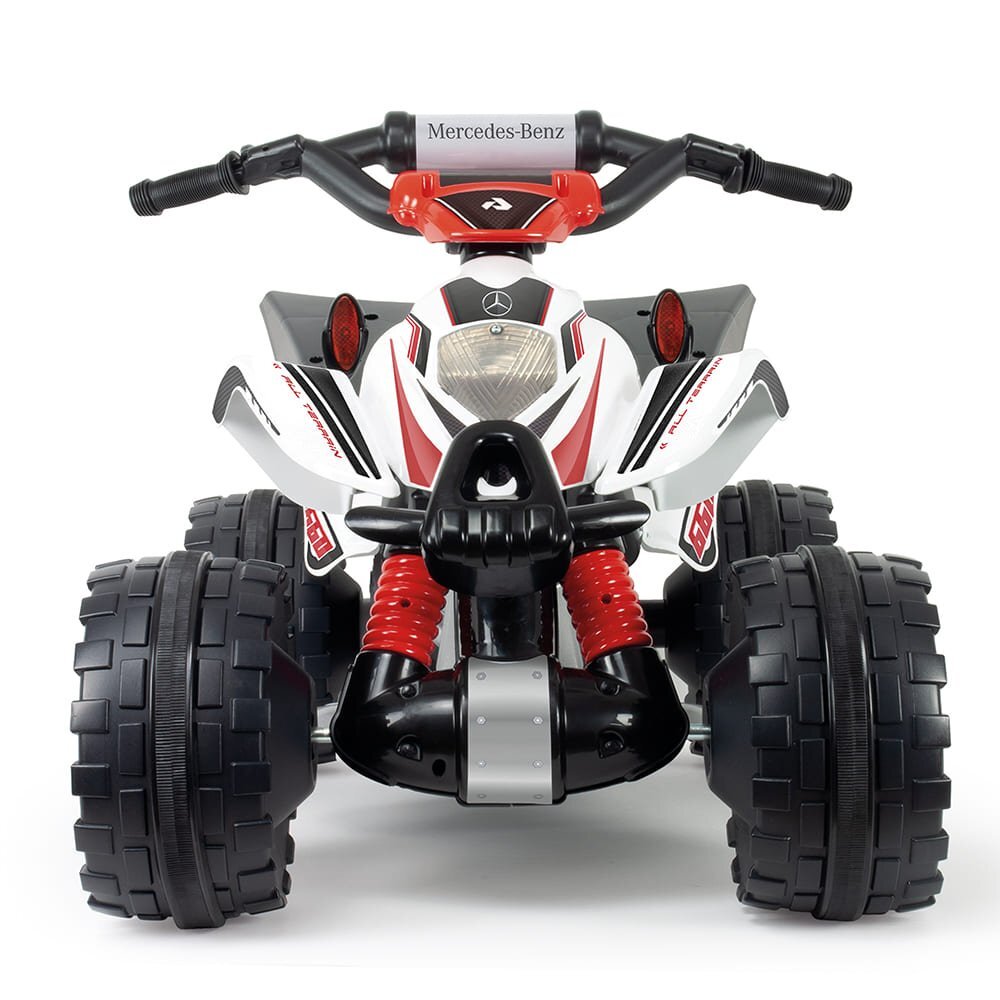 INJUSA ATV electric pentru copii licenta Mercedes Alb Negru 12V cu pedala de acceleratie 2 ani+
