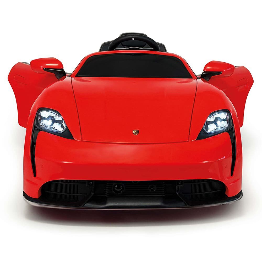 INJUSA Masina electrica pentru copii Porsche Taycan 12V 2 viteze frana electrica lumini Led radio USB telecomanda deschidere usi varsta 2 ani+