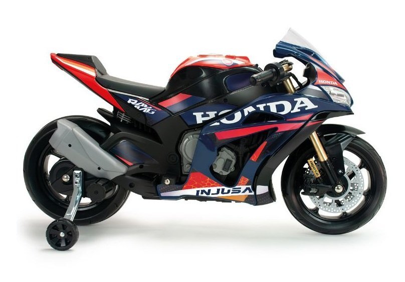 INJUSA Motocicleta electrica pentru copii 12V licentiat Honda Competition cu roti ajutatoare design sport 3-6 ani maxim 50 kg