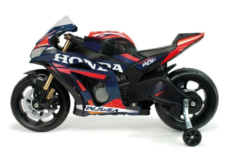 INJUSA Motocicleta electrica pentru copii 12V licentiat Honda Competition cu roti ajutatoare design sport 3-6 ani maxim 50 kg