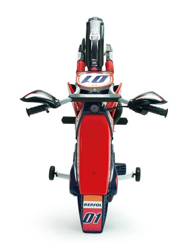 INJUSA Motocicleta electrica pentru copii 6V licentiat Repsol tip cross cu roti ajutatoare 3-6 ani