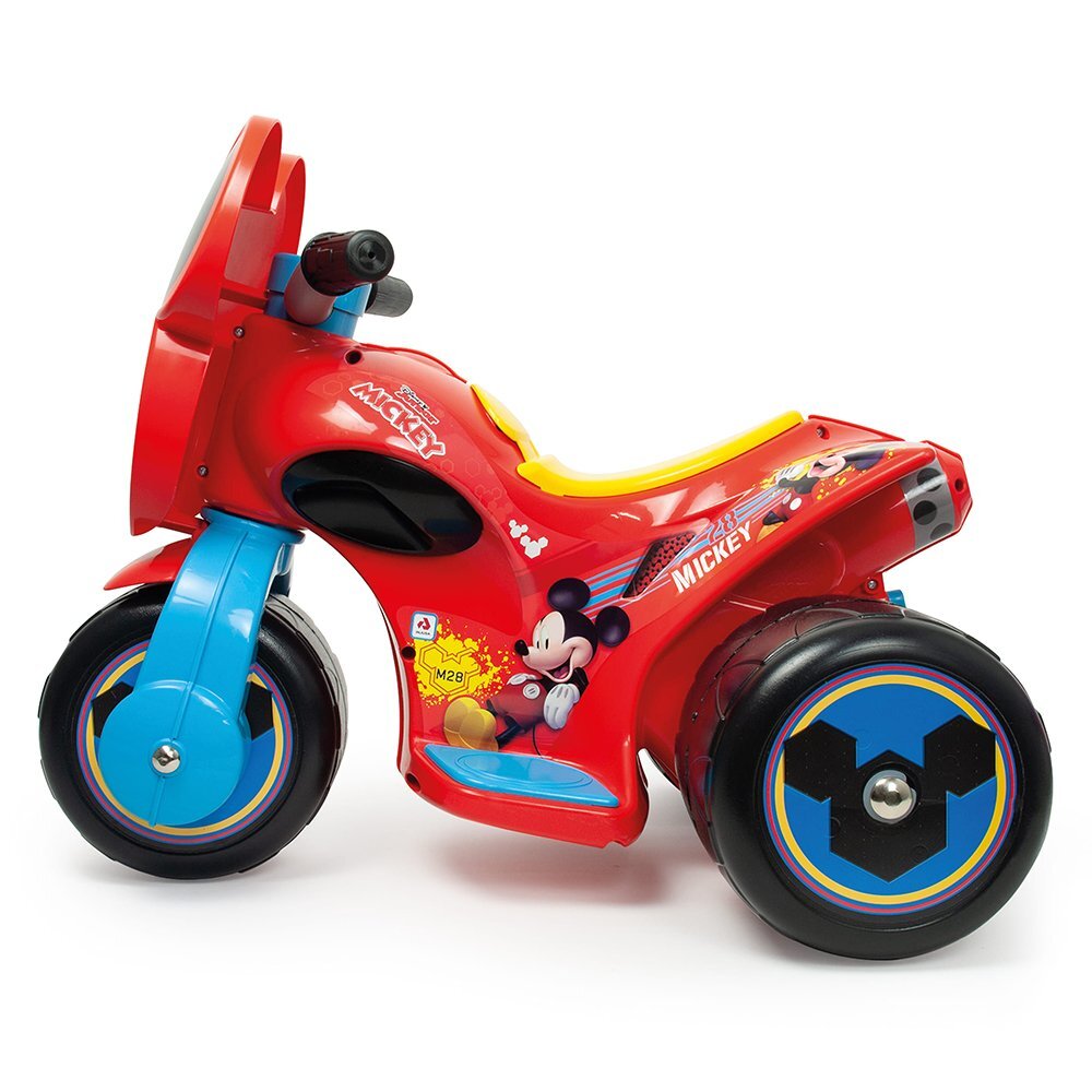 INJUSA Motocicleta electrica pentru copii licenta Disney Mickey Mouse Rosu Albastru 6V cu pedala de acceleratie 1-3 ani greutate admisa 25 kg