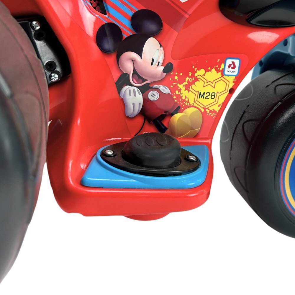 INJUSA Motocicleta electrica pentru copii licenta Disney Mickey Mouse Rosu Albastru 6V cu pedala de acceleratie 1-3 ani greutate admisa 25 kg