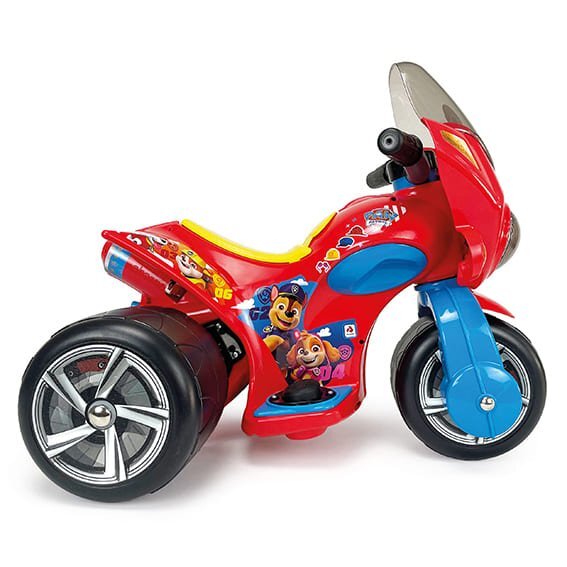 INJUSA Motocicleta electrica pentru copii licenta Disney Paw Patrol Rosu Albastru 6V cu pedala de acceleratie lumini frontale greutate admisa 25 kg 1-3 ani