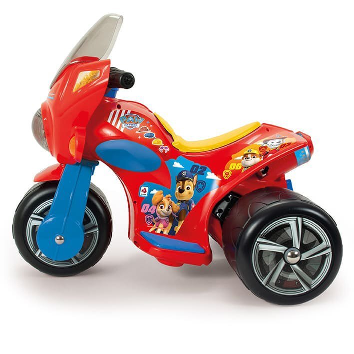 INJUSA Motocicleta electrica pentru copii licenta Disney Paw Patrol Rosu Albastru 6V cu pedala de acceleratie lumini frontale greutate admisa 25 kg 1-3 ani