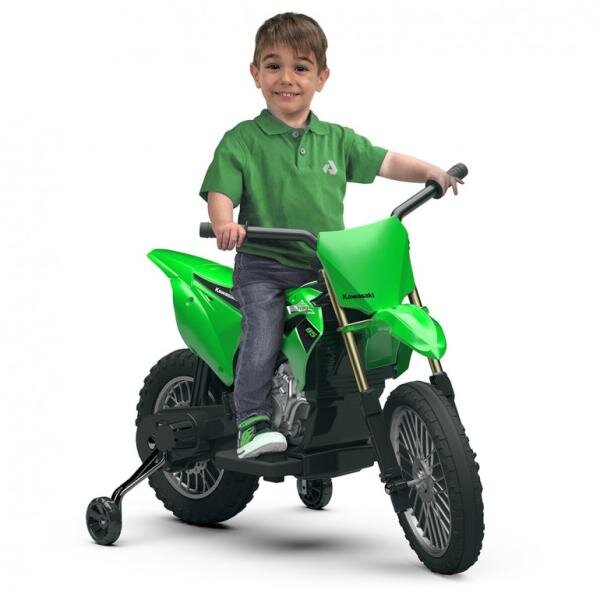 INJUSA Motocicleta electrica pentru copii licenta Kawasaki KX85 6V include roti ajutatoare 2-5 ani