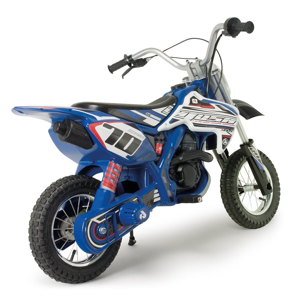 INJUSA Motocicleta electrica pentru copii X-Treme Blue Fighter 24V pentru orice tip de teren roti gonflabile 6 ani+