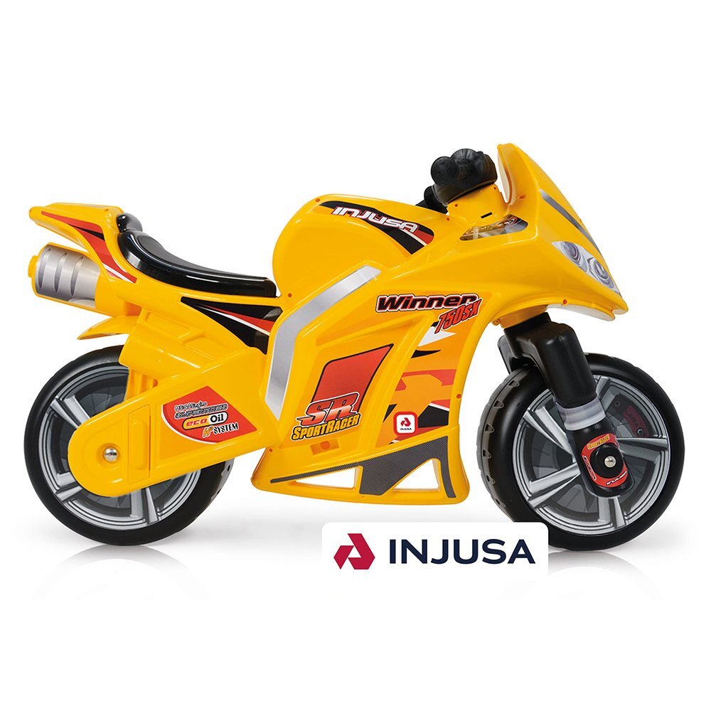 INJUSA Motocicleta pentru copii Moto Winner Galben cu roti mari si design sportiv 3 ani+