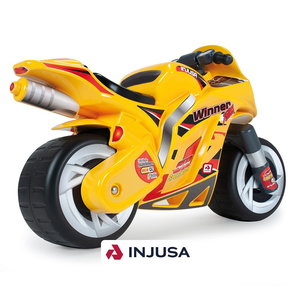 INJUSA Motocicleta pentru copii Moto Winner Galben cu roti mari si design sportiv 3 ani+