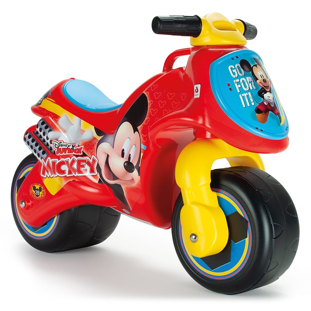 INJUSA Motocicleta pentru copii Neox licenta Disney Mickey Mouse Rosu Albastru ride-on fara pedale 18-36 luni greutate admisa 30 kg