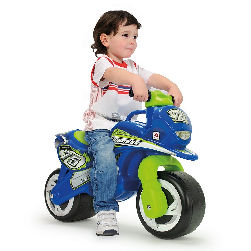 INJUSA Motocicleta pentru copii Tundra Tornado Blue cu roti late greutate admisa 30 kg varsta 18 luni+