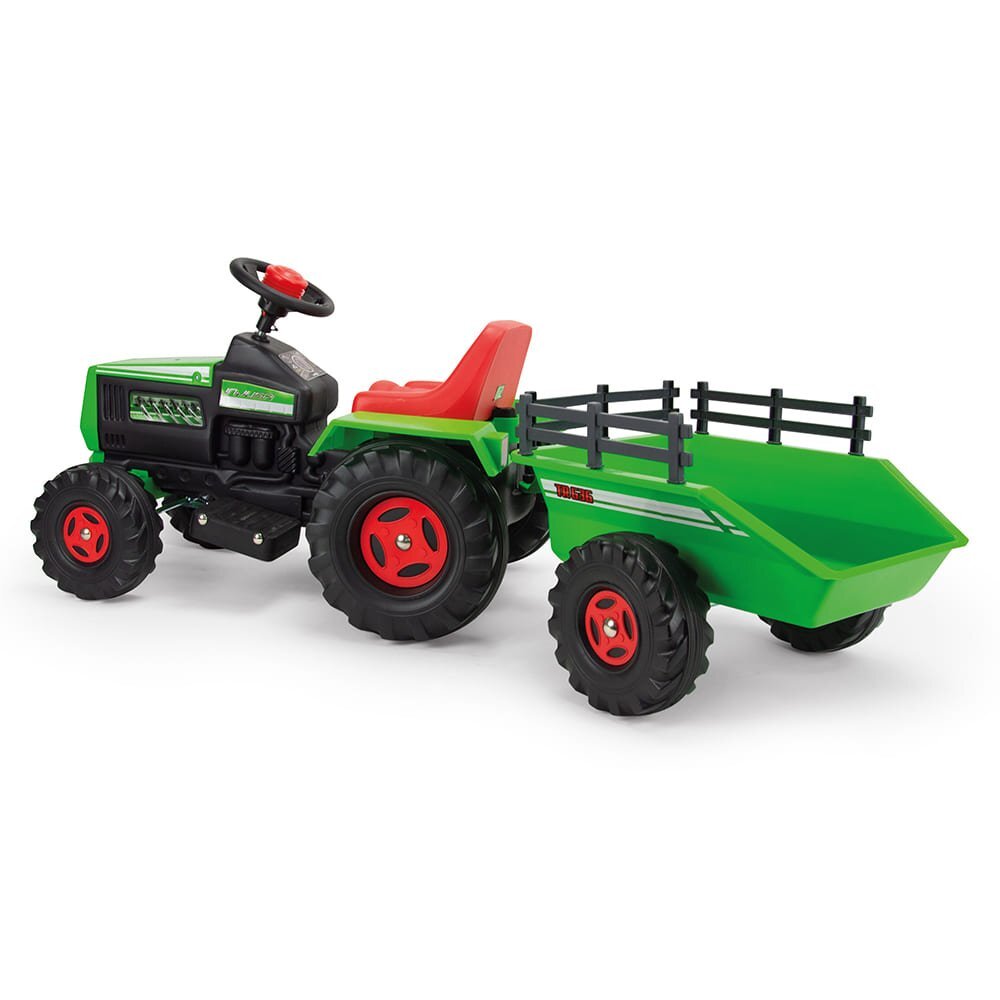 INJUSA Tractor electric cu remorca 6V cu sunete si lumini baterie si incarcator incluse 1 an+ Verde