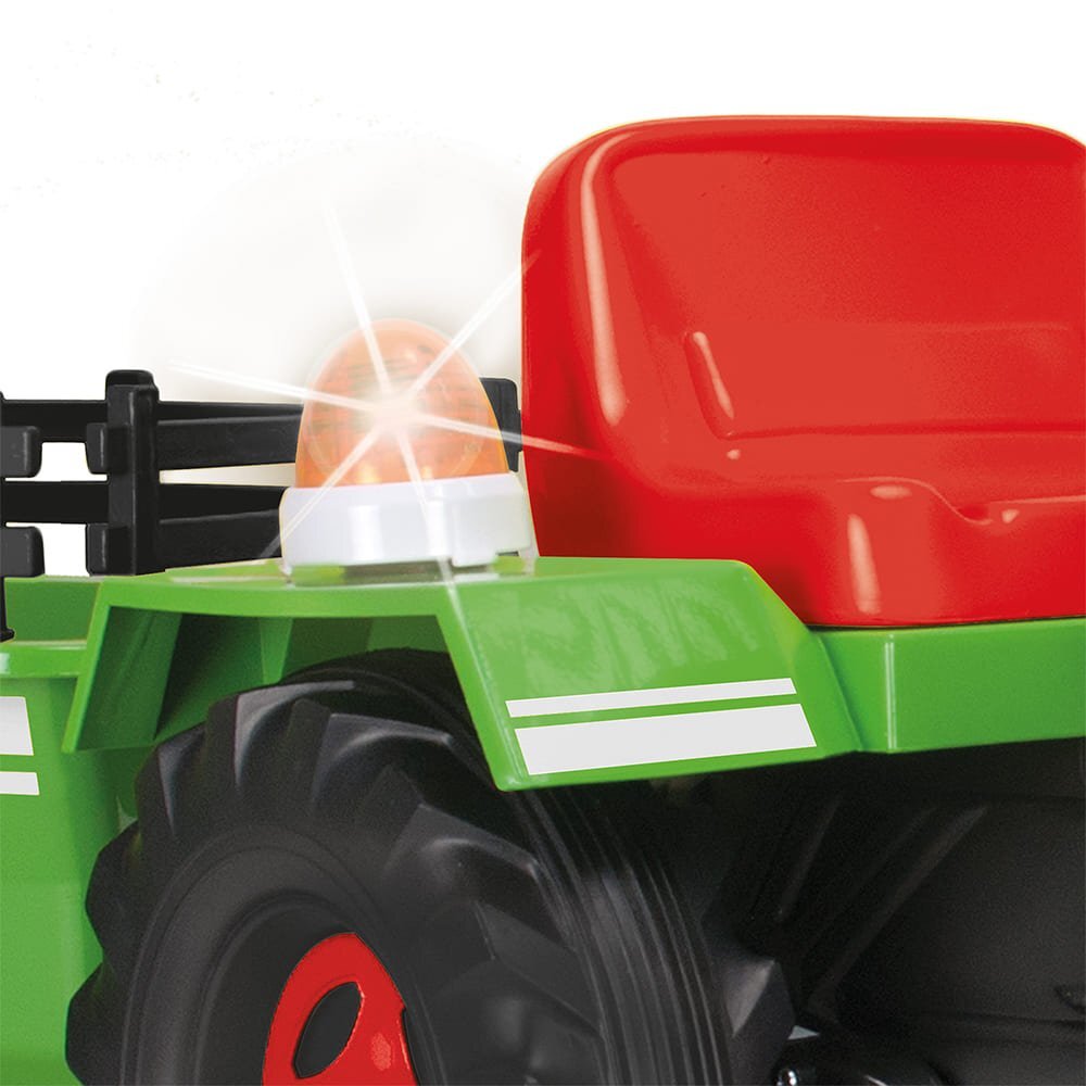 INJUSA Tractor electric cu remorca 6V cu sunete si lumini baterie si incarcator incluse 1 an+ Verde