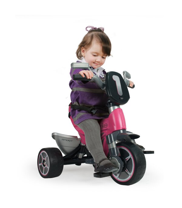 INJUSA Tricicleta evolutiva pentru copii Body Pink cu maner parental cadru din aluminiu suport picioare bara detasabila roti Eva cosulet geanta varsta 10 luni+