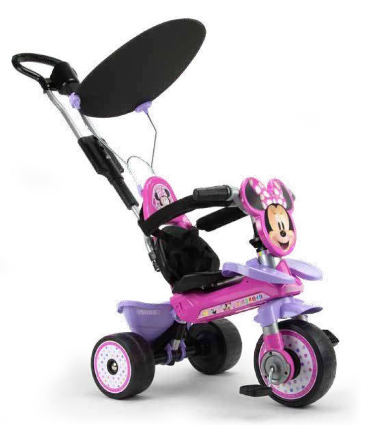 INJUSA Tricicleta evolutiva pentru copii licenta Disney Minnie Mouse cu maner parental anvelope EVA 10 luni-3 ani
