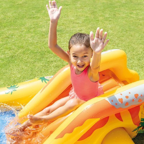 INTEX Loc de joaca 5 in 1 pentru copii Mini Aqua Park gonflabil acvatic pentru gradina dimensiune 249 x 191 x 109 cm