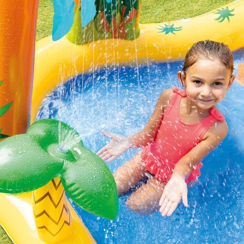 INTEX Loc de joaca 5 in 1 pentru copii Mini Aqua Park gonflabil acvatic pentru gradina dimensiune 249 x 191 x 109 cm