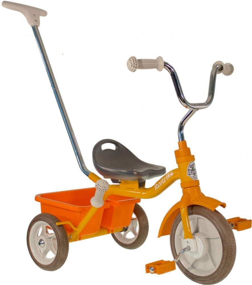 ITALTRIKE Tricicleta pentru copii Passenger Road Galben cu scaun ajustabil roti din cauciuc Eva si free wheel