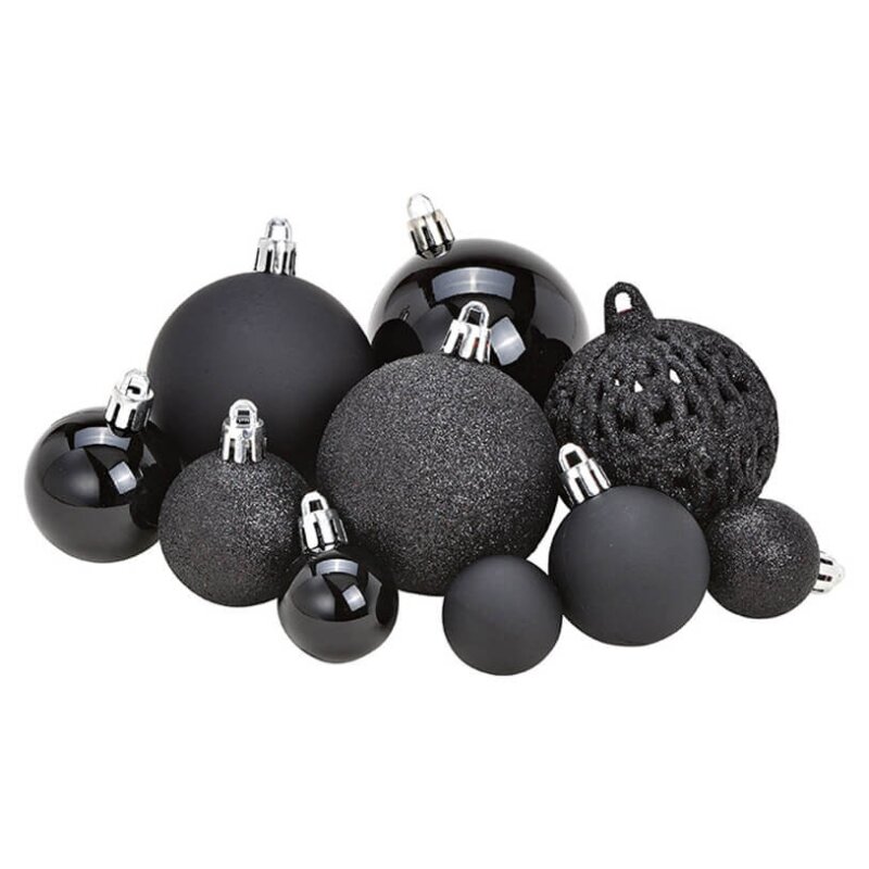 Jad Flamande Set 100 globuri negre elegante pentru brad