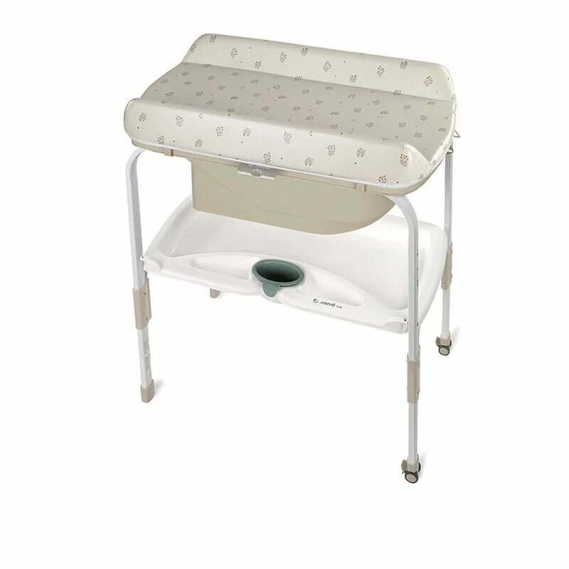 JANE Cadita de baie cu suport Flip Botanic cu 2 pozitii anatomice masuta de infasat tavita si compartimente pentru accesorii conform cu standardele europene