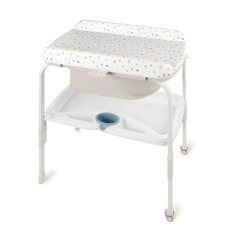 JANE Cadita de baie cu suport Flip Mist cu 2 pozitii anatomice masuta de infasat tavita si compartimente pentru accesorii conform cu standardele europene