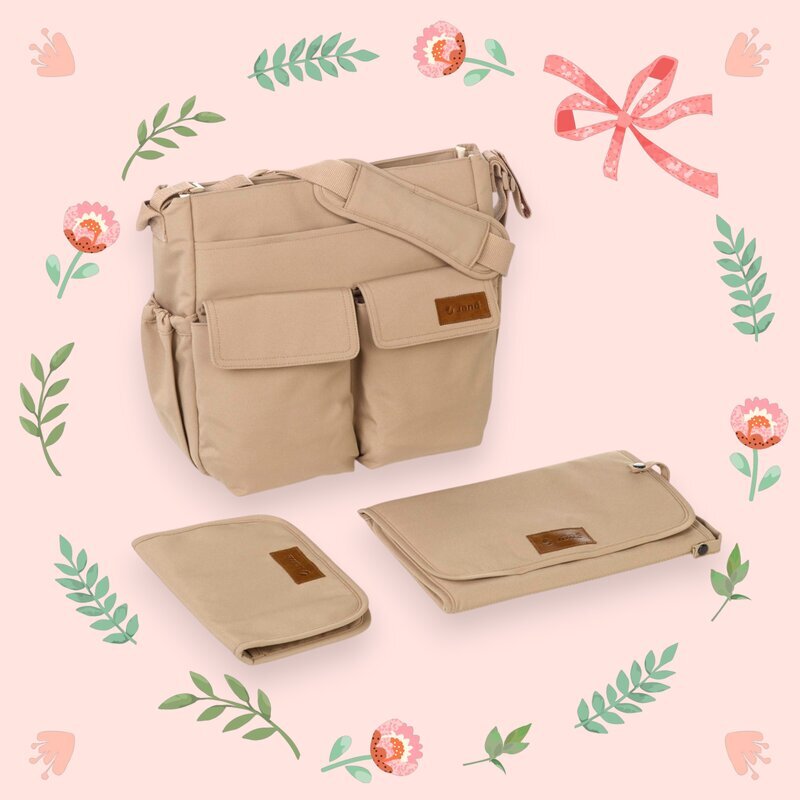 JANE Geanta pentru mamici Sesame cu 2 buzunare exterioare multiple compartimente saltea de infasat inclusa 44 x 34 cm
