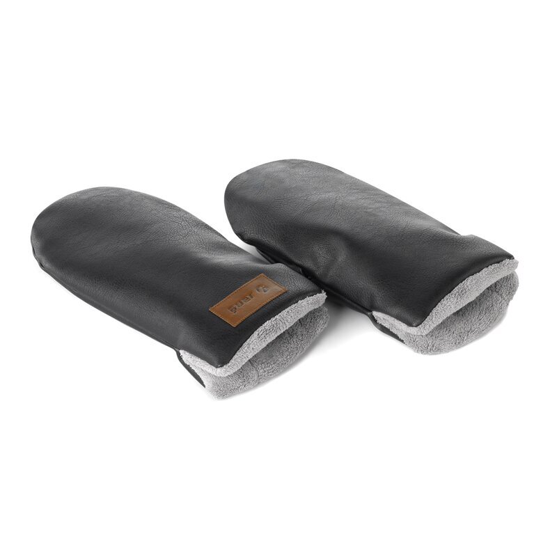 JANE Manusi magnetice pentru carucior Black pentru vremea rece interior din fleece si exterior imitatie piele
