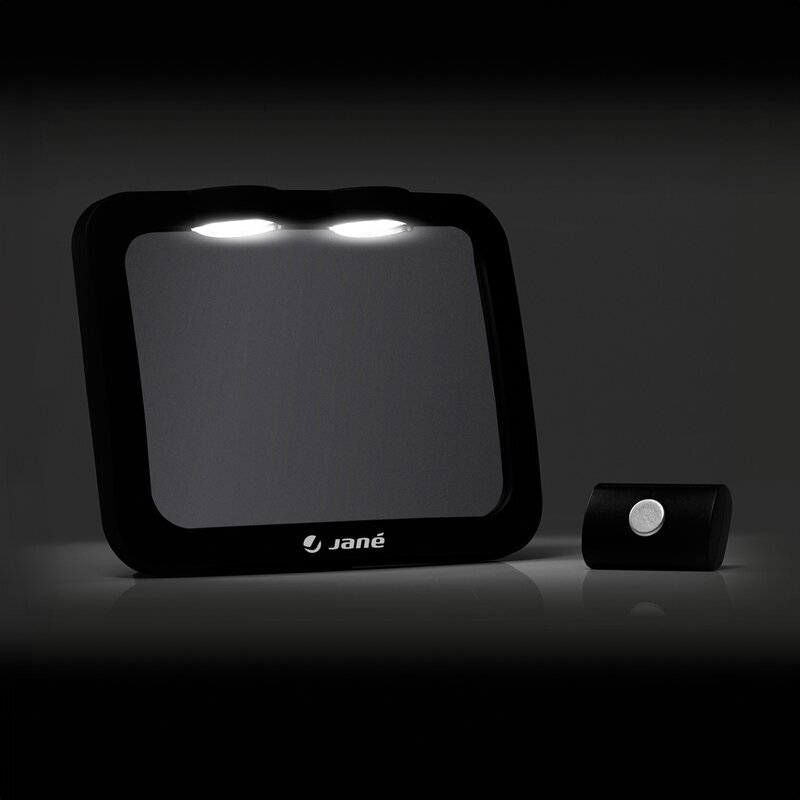 JANE Oglinda auto pentru copii Black cu iluminare LED 28x7x20 cm
