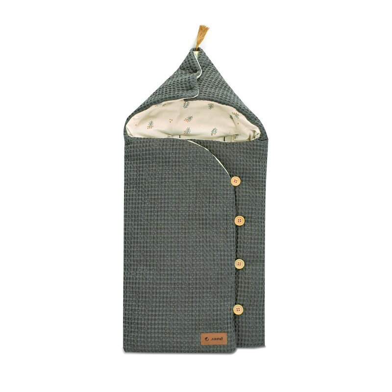 JANE Sac de iarna cu gluga Mims Plus Botanic pentru carucior si scoica auto 88x43 cm inchidere cu nasturi si fermoar