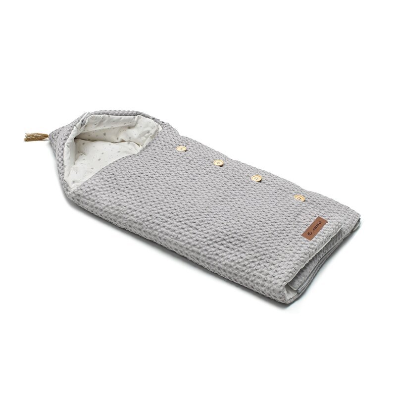 JANE Sac de iarna cu gluga Mims Plus Dim Grey pentru carucior si scoica auto 88x43 cm inchidere cu nasturi si fermoar