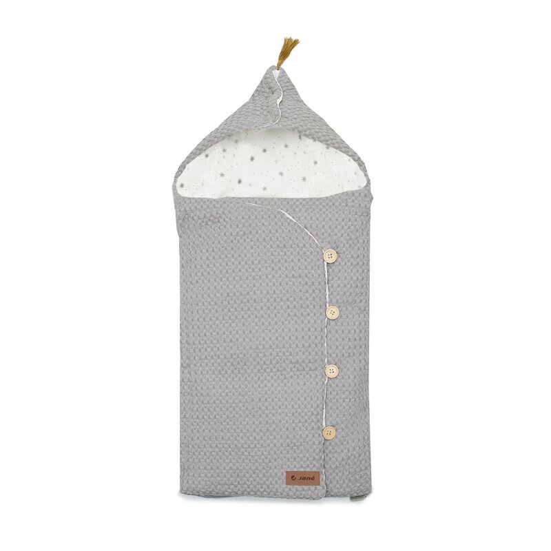 JANE Sac de iarna cu gluga Mims Plus Dim Grey pentru carucior si scoica auto 88x43 cm inchidere cu nasturi si fermoar