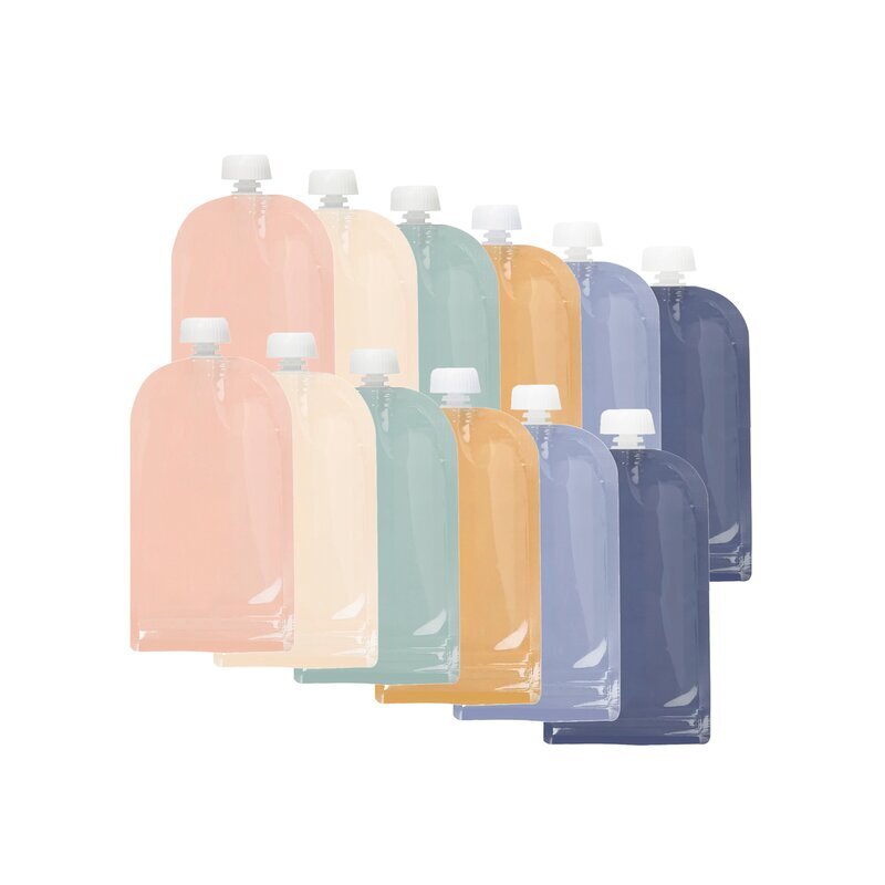 JANE Set 12 pungi reutilizabile pentru hranire inchidere ermetica 12x20 cm 200 ml BPA-free si testat LFGB Multicolor
