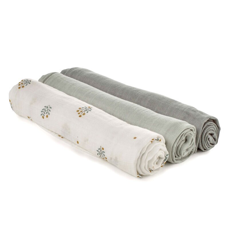 JANE Set 3 scutece Din muselina de bambus Hipoalergenice 80 x 80 cm Botanic