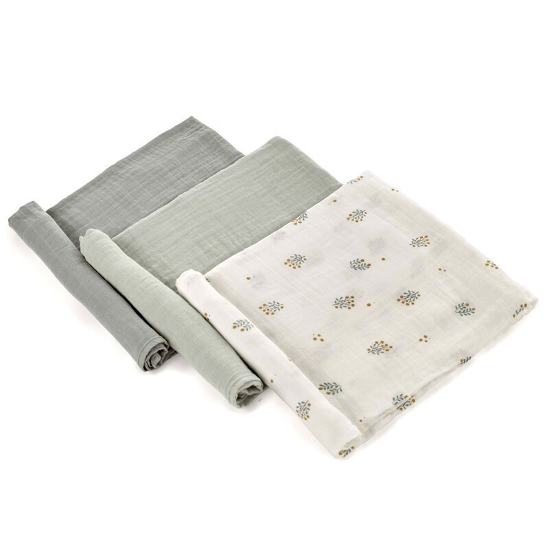 JANE Set 3 scutece Din muselina de bambus Hipoalergenice 80 x 80 cm Botanic