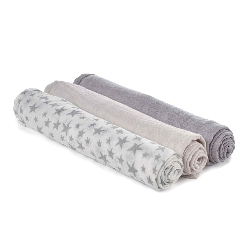 JANE Set 3 scutece Din muselina de bambus Hipoalergenice 80 x 80 cm Star
