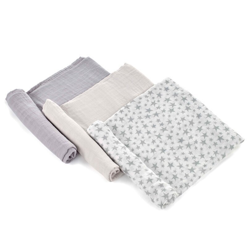 JANE Set 3 scutece Din muselina de bambus Hipoalergenice 80 x 80 cm Star