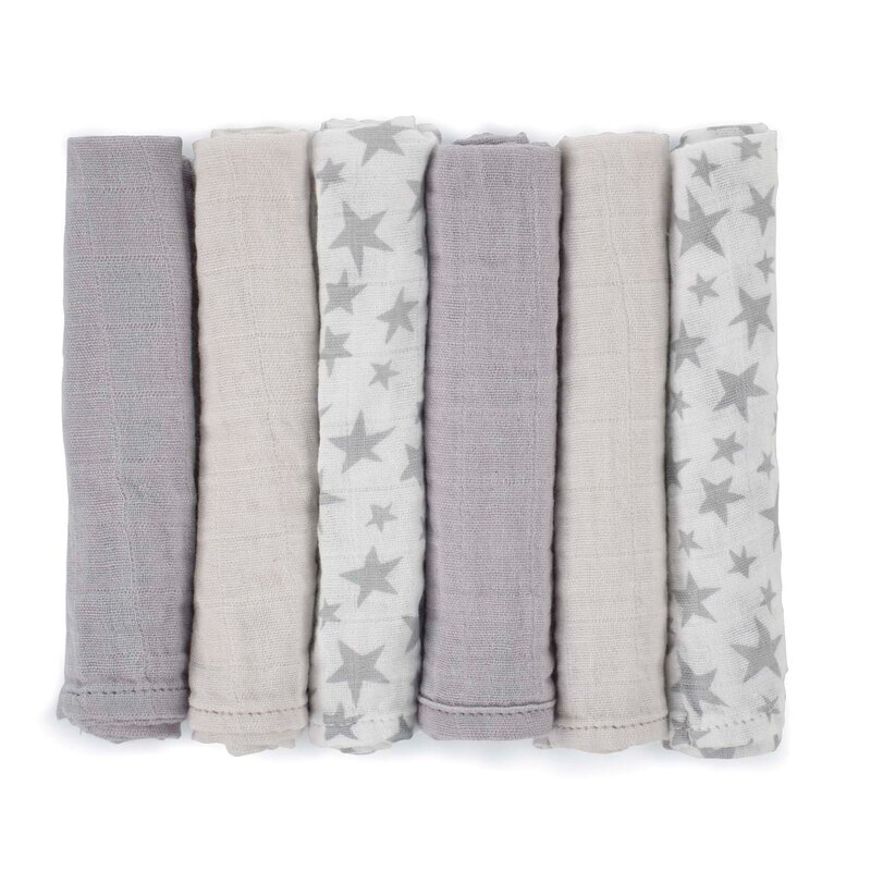 JANE Set 6 scutece din muselina de bambus 35x35 cm Star