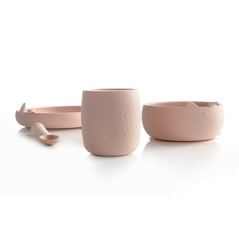JANE Set complet de masa din silicon cu 4 piese BPA free Pale