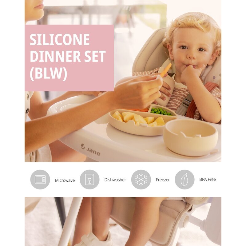 JANE Set de masa din silicon cu 2 piese BPA Free Mint