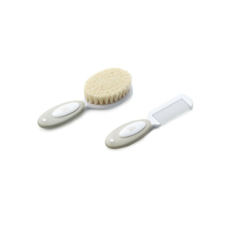 JANE Set perie din peri naturali si pieptene bej
