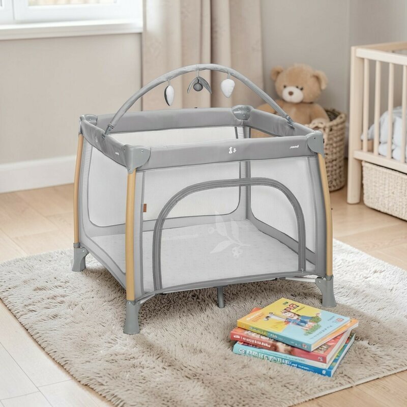 JANE Tarc de joaca pentru copii Travel Fun cu geanta de transport si arcada cu jucarii 98x101x80 cm Mist