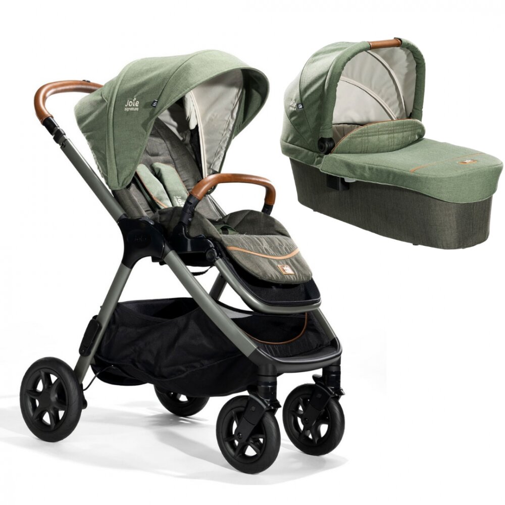 JOIE Carucior pentru copii multifunctional 3 in 1 Finiti Signature PineLaurel cu Landou Ramble Pine si scoica i-Snug Laurel i-Size
