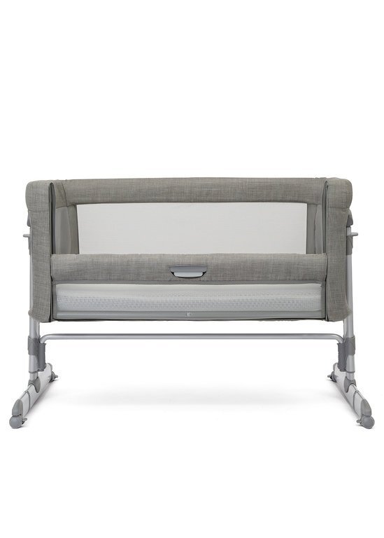 JOIE Patut pliant 2 in 1 Roomie Glide Foggy Gray cu panou lateral glisant ajustabil pe inaltime roti cu sistem de blocare cadru aluminiu