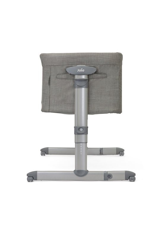 JOIE Patut pliant 2 in 1 Roomie Glide Foggy Gray cu panou lateral glisant ajustabil pe inaltime roti cu sistem de blocare cadru aluminiu